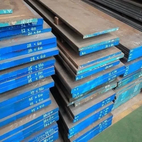 A group of tool steel bars displayed in a manufacturing facility